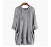 Spring Autumn Women's Hooded Solid Color Loose Long T-shirt Irregular Long Sleeve Pocket Pullover Top