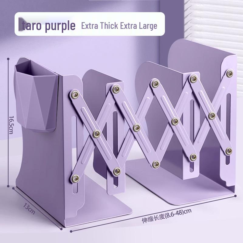 Integrated Desktop Book and Pen Holder: Folding Bookshelf with Student Baffle Clip