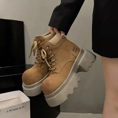 Европейские винтажные женские осенние новые короткие ботинки в британском стиле с толстой подошвой в стиле вестерн