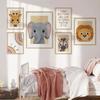 Cartoon Rainbow Elephant Lion Zebra Animal Posters Nursery Letter Wall Art Canvas Painting for Baby Bedroom Kids Room Decoration