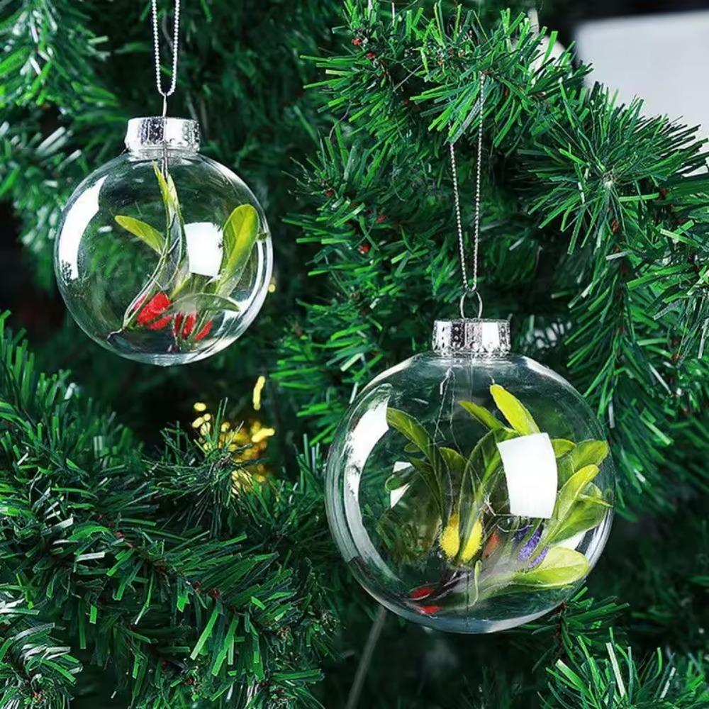 6Pcs Fillable Clear Plastic Christmas Ball 6/8/10cm Plastic Bauble  New Year