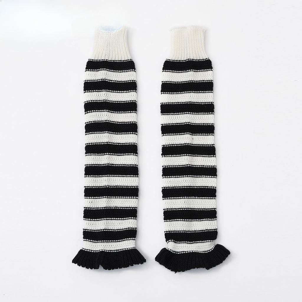 Стиль горячей девушки Y2K Весна Осень Женские полосатые носки-гольфы Гетры для кожаной обуви Вязаные носки до икры из толстой пряжи