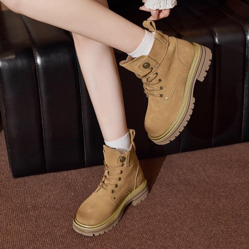 Женские ботинки Мартина новые кожаные дышащие рабочие короткие ботинки маленького размера на высокой подошве большие желтые ботинки пустынные ботинки
