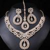 3Pcs Wedding Crystal Jewelry Set Fashion Rhinestone Choker Set Vintage Necklaces Earrings Set Party
