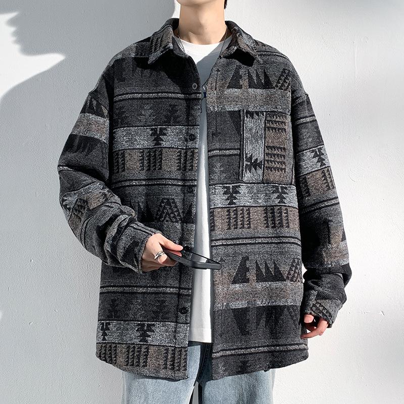 Woolen Jacket Men's Large Size Casual Handsome Top Autumn Woolen Jacket New Trendy Versatile College Style Jacket