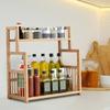 3-уровневая бамбуковая полка для специй, держатель для банок для приправ, большая емкость, простая сборка, кухонная столешница, контейнер для бутылок для специй, органайзер