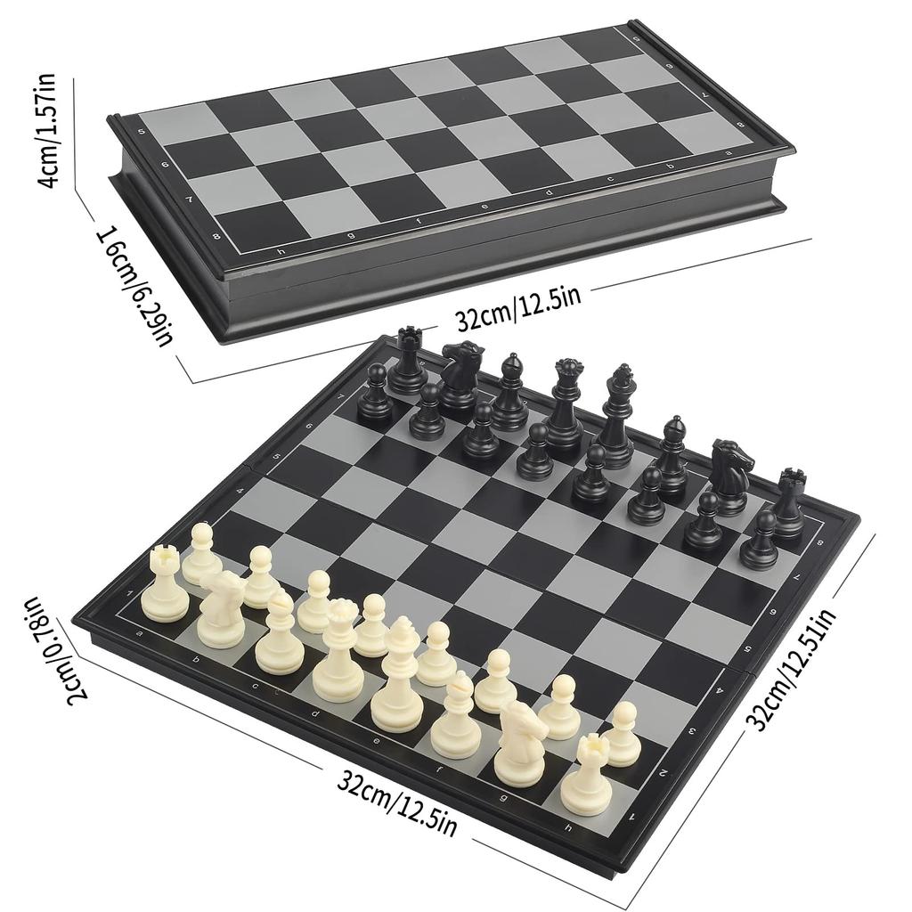 Andux Foldable Magnetic Chess Board Game Set Chess and Checkers 3212 2-In-1 CXYXQ-02 (L)
