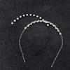 Jewelry Head Chain Rhinestone for Women Headwear Pearl Crystal Wave Hairband Black Silver Metal