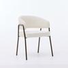 Modern Chenille Dining Chairs with Arms, Upholstered Accent Chairs with Antique Brass Metal Legs for Kitchen, Single Pack, Beige, SW1876BG