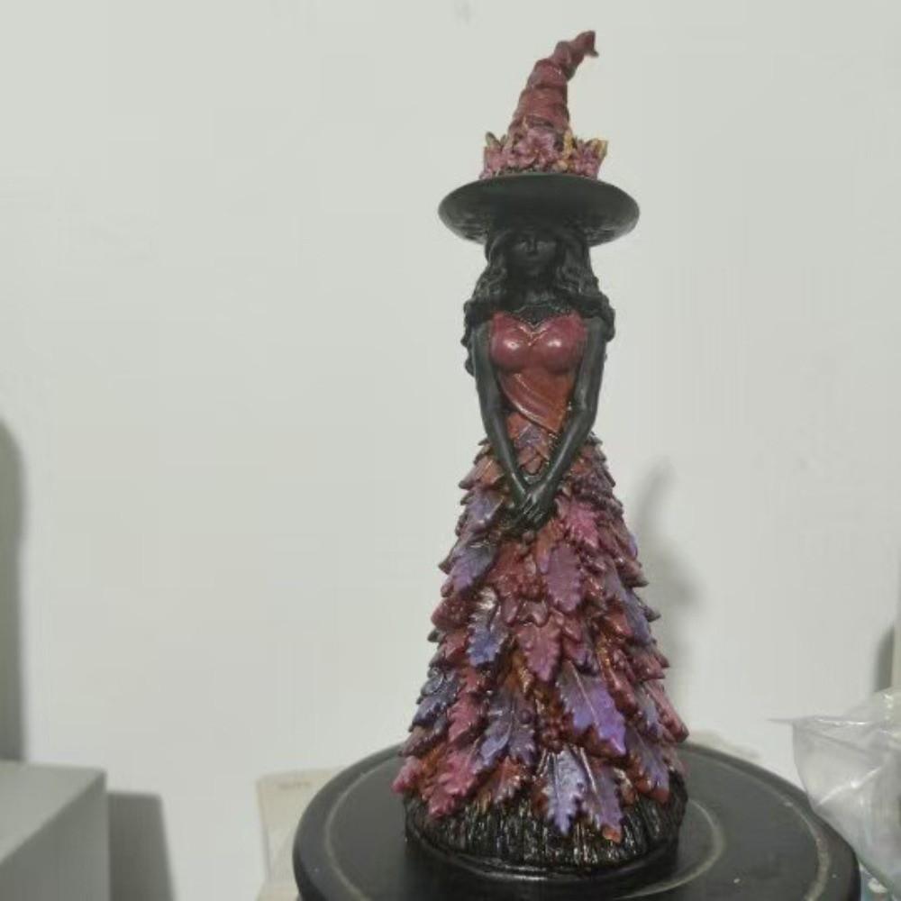 Leaf Gown Halloween Witch Statue Vintage Forest Witch Table Decor Halloween Harvest