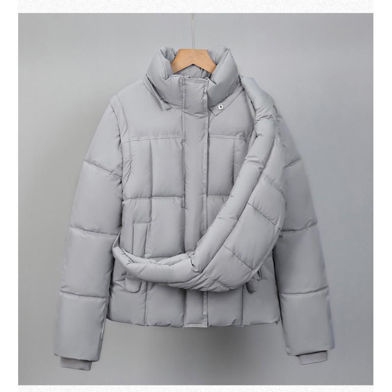 Womens Removable Sleeve Puffer Jacket Short Warm Cotton Coat Hooded Casual Winter Outerwear