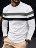 Men's All-Season Long Sleeve T-Shirt Horizontal Stripe Shirt Regular Fit Athletic Top for Gym Running Casual Outfits
