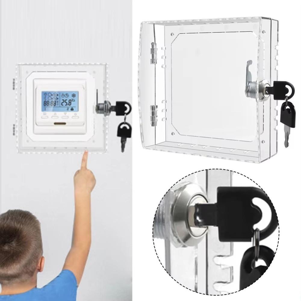 Vandal-Proof Thermostat Lock Box Transparent Lockable Thermostat Guard For Home