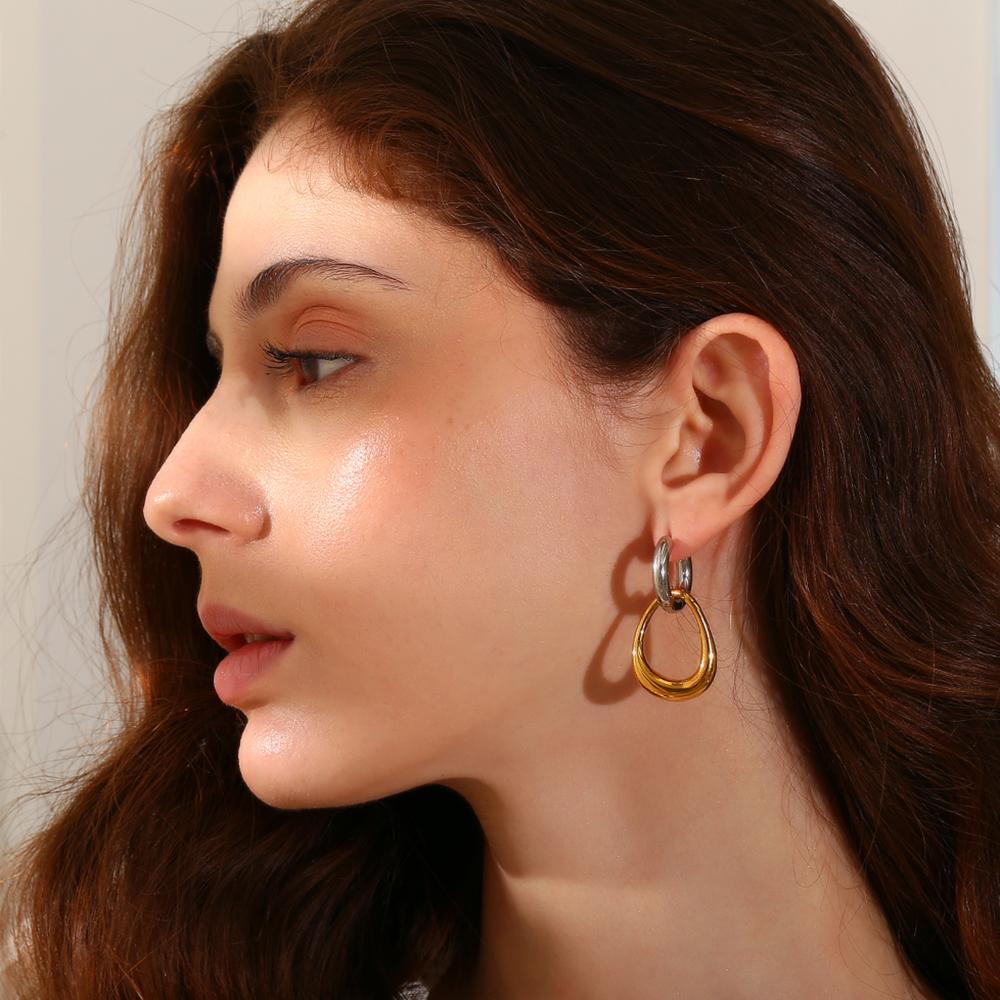MamacitaSlay Minimalist Geometric19mm Hoops Oval Drop earrings stainless steel jewelry woman Waterproof Accessories for women