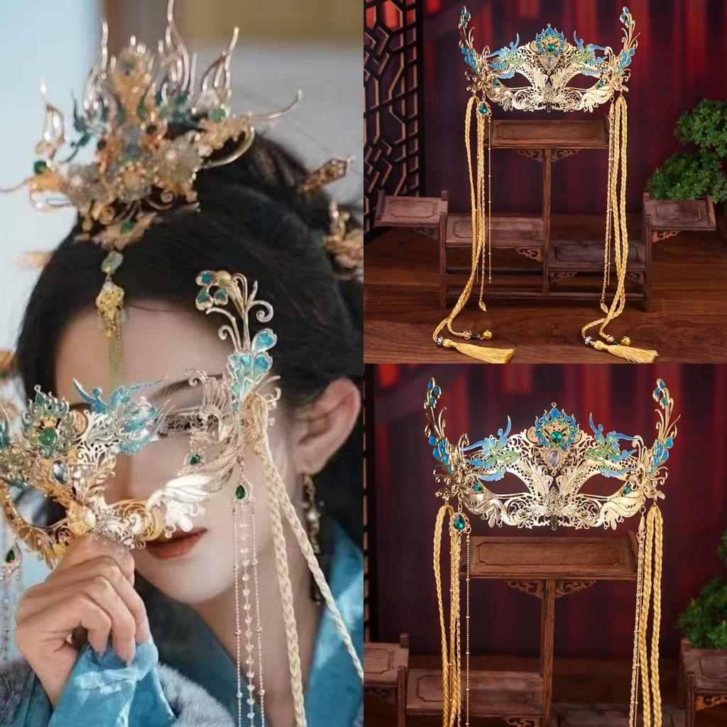 Маска феи павлина в древнем стиле, экзотический стиль павлина, аксессуары для волос высокой ценности, головной убор для ханьфу, аксессуары, супер фея Хепберн
