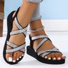 Women's Fashion Trend Anti-slip Wear Comfortable Soft Soled Bright Sandals with Belt