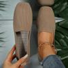 Women Flats 2024 New Solid Color Square Toe Mesh Loafers Women Soft Bottom Knit Ballet Flats Shoes Casual Slip On Boat Shoes