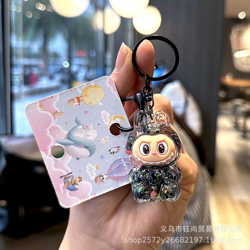 Пропитанная маслом цветная ткань с бусинами Лабубу, Чехол для телефона, Цепочка из бусин, Кукла, Школьный рюкзак, Бутылочка с песком, Маленький кулон в подарок