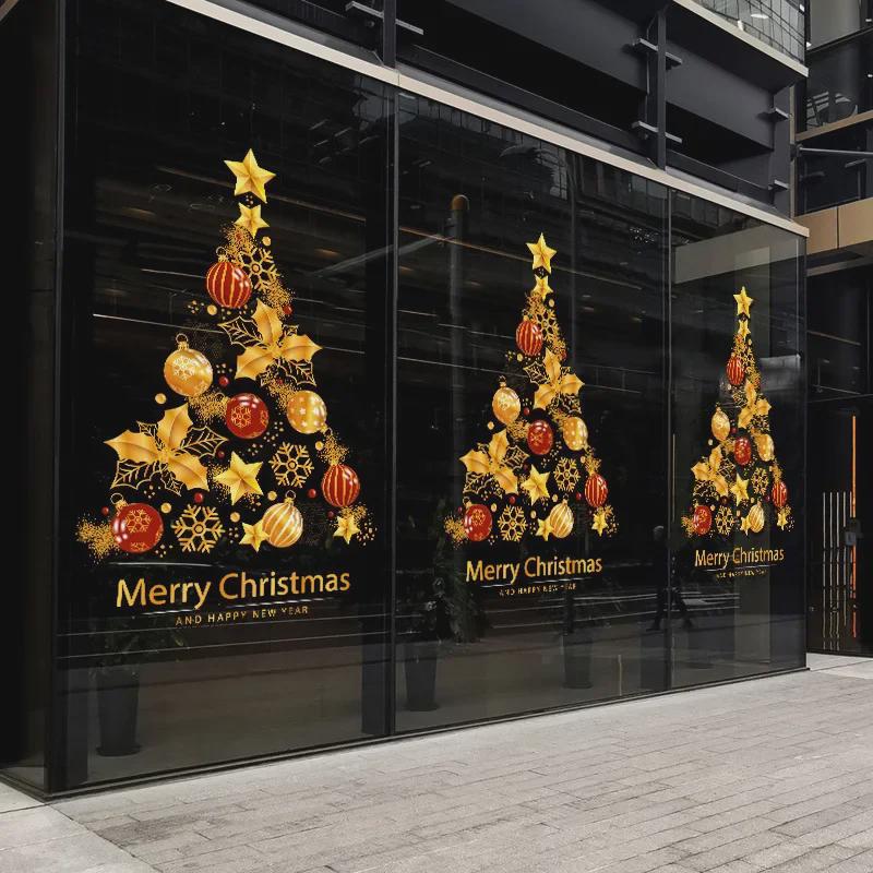 «Праздничные наклейки на окна 2025 года»: Рождественские елки и праздничные украшения для домов и магазинов"