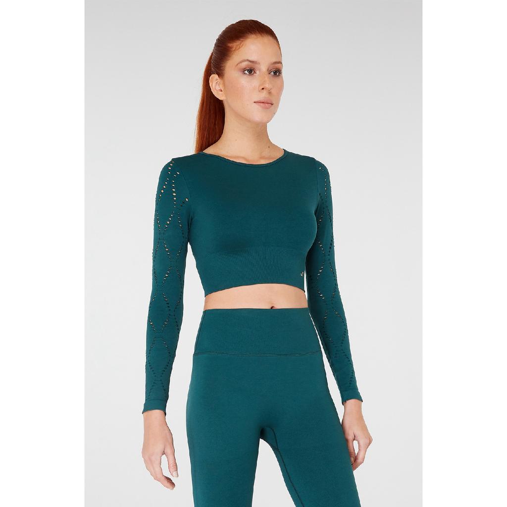 Укороченный топ с длинными рукавами Naples из эконила бордового цвета