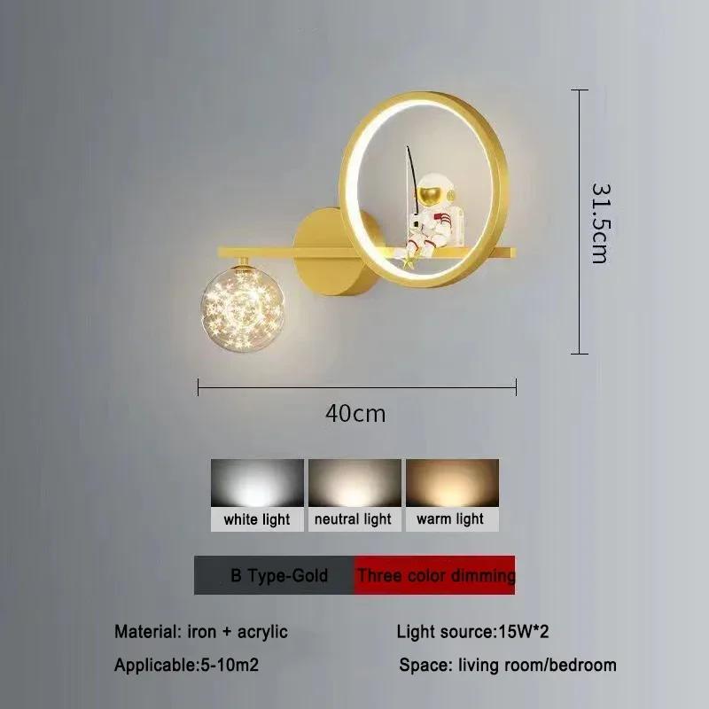 Детская комната прикроватная лампа креативный астронавт светодиодный настенный светильник ночник космический декор гостиная спальня фон настенное освещение