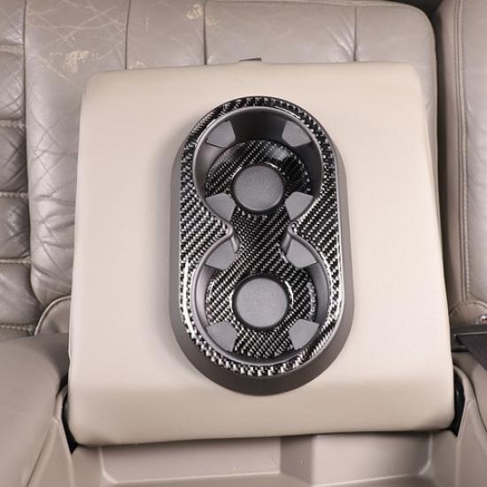 Carbon Fiber Rear Cup Holder Panel Trim Sticker For Hummer H2 2003-09