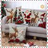 Christmas Pillow Cover Snowflake Velvet Jacquard Christmas Tree Elk Pillow Cushion Holiday Decoration Cushion Cover