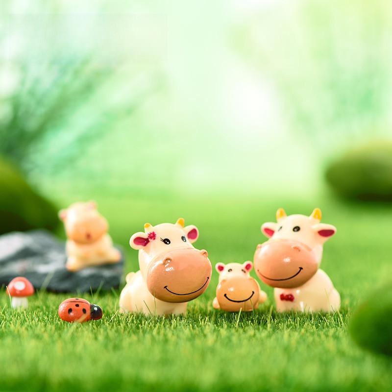 Adorable Resin Diy Miniature Zodiac Ox Figurine Cartoon Style Home Decor