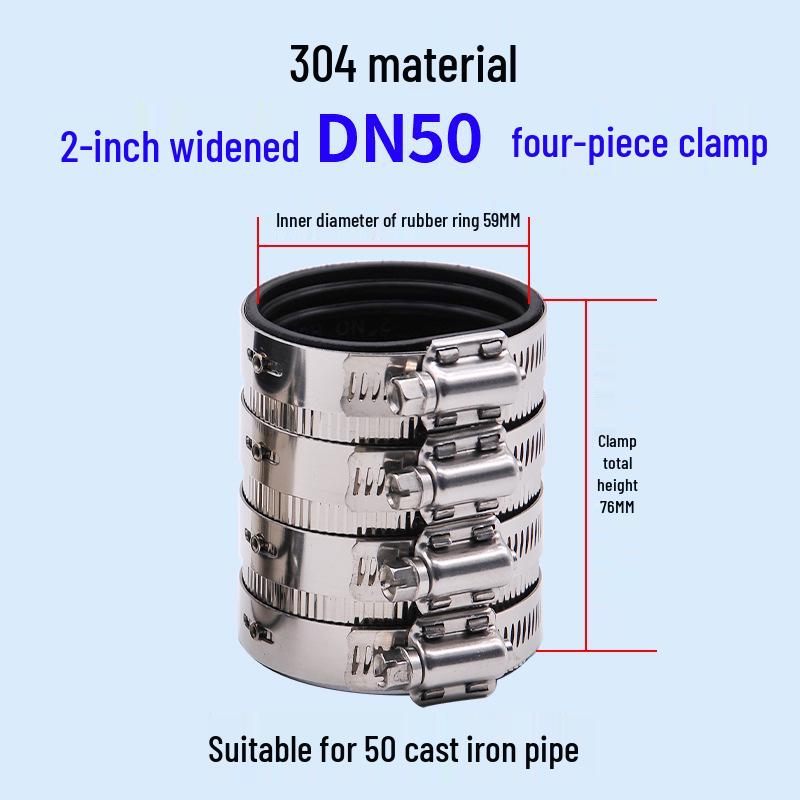 Прочная гибкая зажимная трубка из нержавеющей стали и чугуна для канализационных и дренажных труб