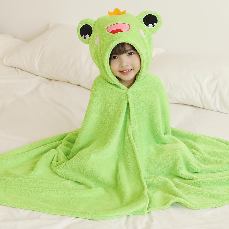 Cartoon Baby Bath Towels Hooded Towel Toddler Bathrobe Warm Coral Fleece Sleeping Swaddle Wrap for Boys Girls Bath Cloak