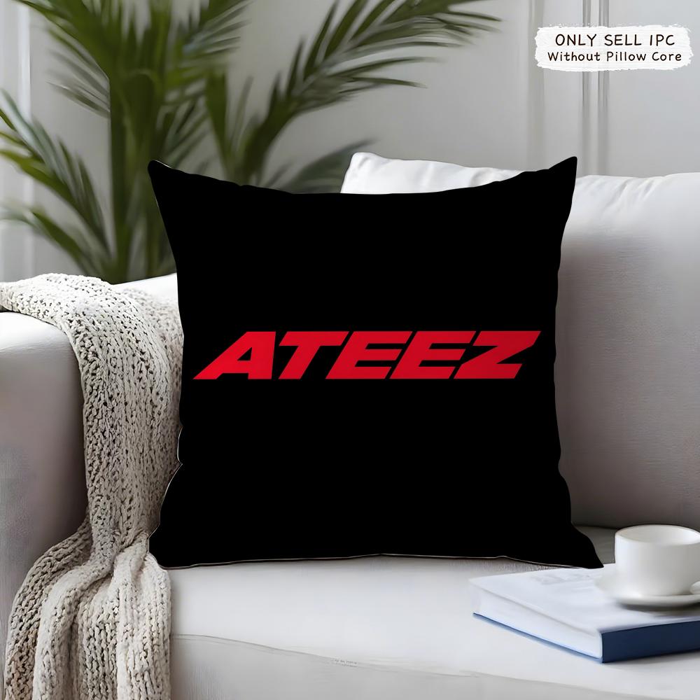 Kpop AAteez Band Cushion Cover Square Short Plush Pillow Case Living Room Sofa Home Decor Funda X