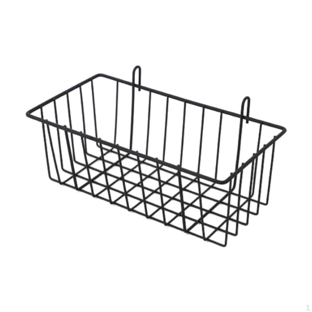 Metal Hanging Wire Basket Grid with Hooks Home Decor Supplies Wall for Office