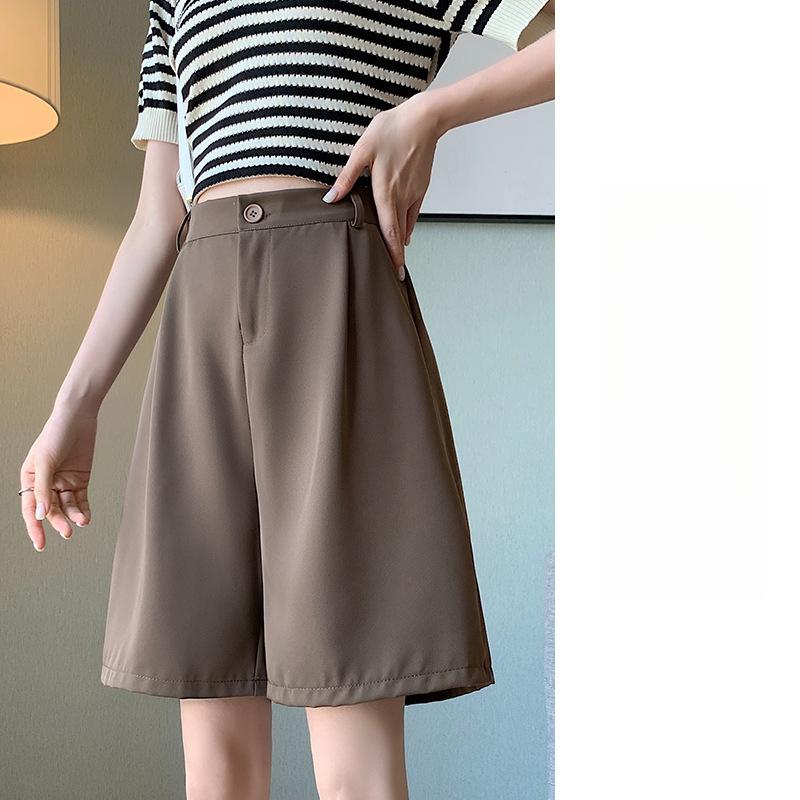 Брюки-пять точек, драпированные шорты, женская летняя свободная и тонкая верхняя одежда, широкие прямые брюки