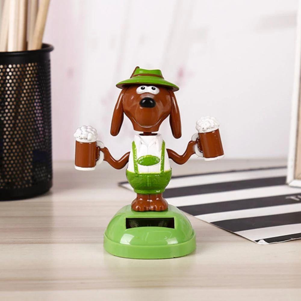 Kids Toys Car Ornament Solar Swing Dog Solar Power Beer Dog Bobble Head Doll Shaking Head Dolls