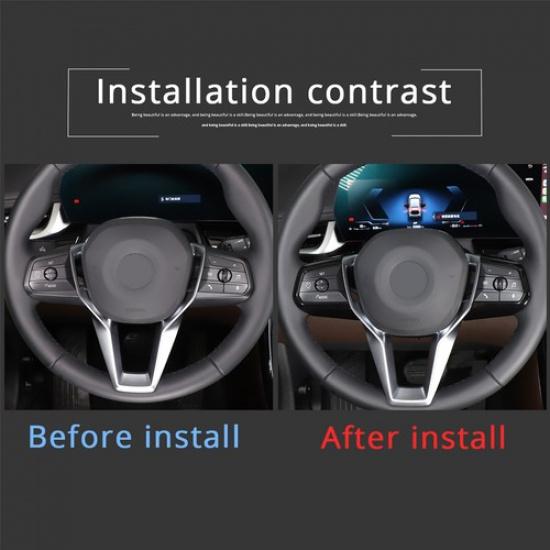 Glossy Black Interior Steering Wheel Button Trim Cover For BMW X1 23-24
