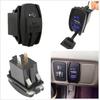 Новый Мотоцикл Автомобиль Лодка Двойной USB Питание Водонепроницаемый Синий Свет Зарядное устройство Carling ARB Рокерный переключатель