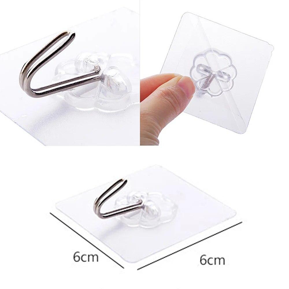 10 шт. Прочные настенные крючки, без перфорации и липкие, для настенного монтажа, идеально подходят для организации кухни и ванной комнаты, прозрачные несущие крючки