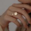 Fashion Rotating Ring Women Moonstone Zircon Wedding Opening Ring Adjustable Girls Jewelry Gift