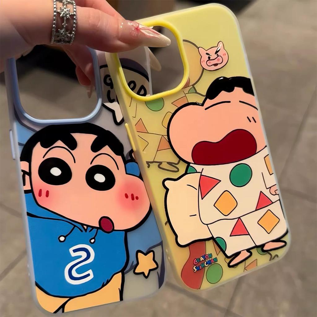 Jelly 2-in-1 Mobile Phone Case Rainbow Crayon Shin-chan Cute Cartoon Girl Birthday Korean Ins Style Mobile Phone Case