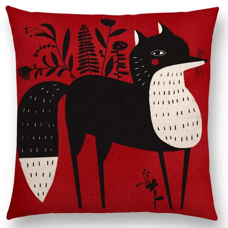 Абстрактная Фэнтези Животные Живопись Наволочка для Подушки-Пледа на Диван Такса Сова Кошка Собака Белка Кролик Лиса Слон