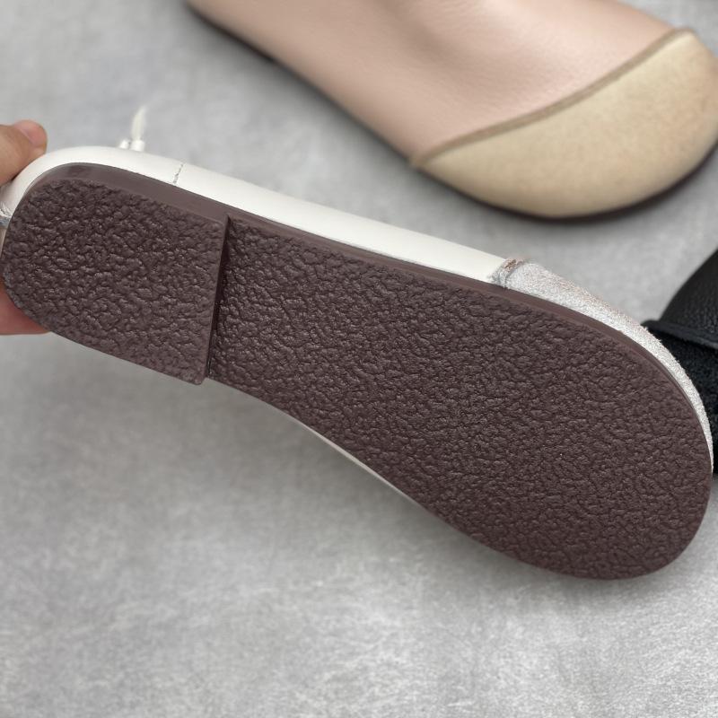 Johnature Retro Genuine Leather Women Soft Sole Flats Shoes Handmade Casual Shallow Round Toe Slip-on Loafers