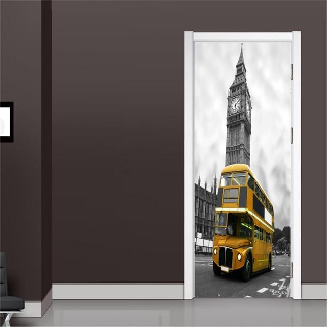 Самоклеящиеся наклейки на дверь в британском стиле, обои, 3D рельефная штукатурка, резная гостиная, спальня, дверь, настенная наклейка, наклейки на стены