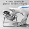Elevated Cat Bowls 5 Inch Wide Stainless Steel Cat Food Bowl Raised 15-degree Tilted Food And Water Dish for Indoor Cats Small Dogs To Protect Spine