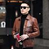 New Korean Version Trendy Slim and Handsome Short Casual Lapel PU Leather Jacket Men's Coat