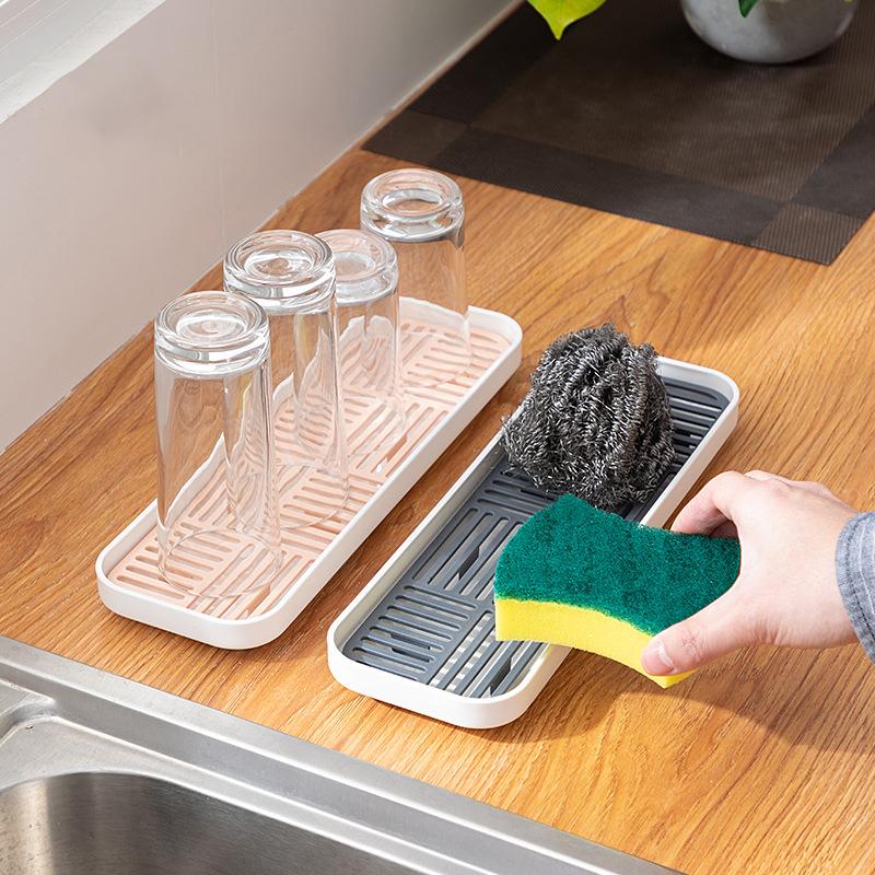 Sink Soap Rack Kitchen Storage Trays Home Organizer Sponge Holder Cup Tableware Drain Tray Dish Washing Scrubber
