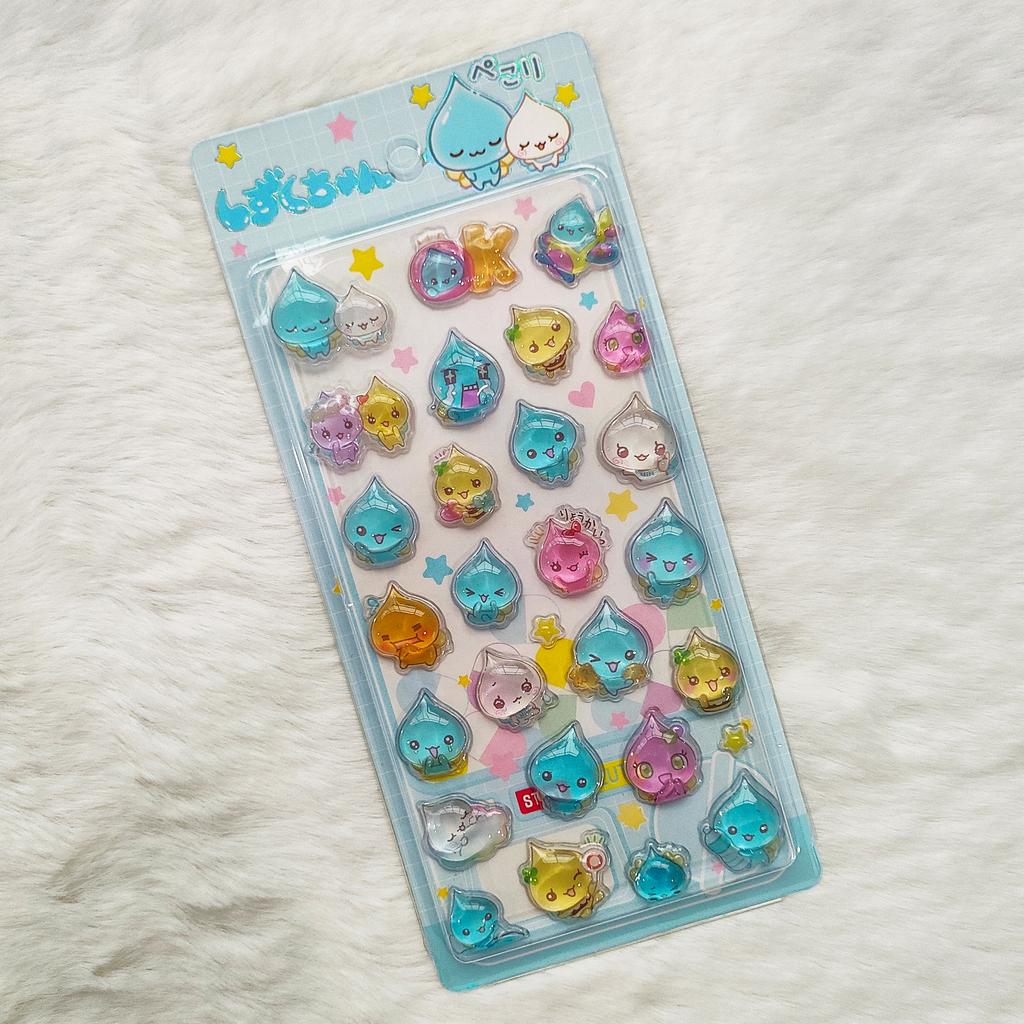 Kawaii Water Drop Bubble 3D Embossed Resin Stickers - DIY Decals for Phone Case Camera Cup Laptop Aesthetic Girls Birthday Gift