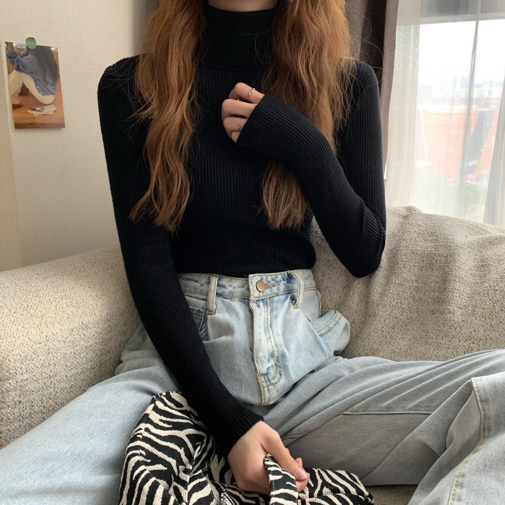 Ребристый пуловер, женский свитер, джемпер, зимняя тонкая водолазка, вязаные свитера, женский мягкий теплый трикотаж с длинными рукавами, свитер