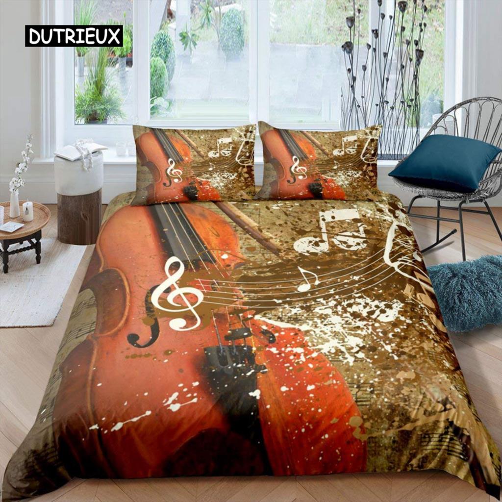Пододеяльник со скрипкой, комплект постельного белья с классической музыкальной тематикой, одеяло с узором «тай-дай» для подростков и взрослых, пододеяльник из микрофибры для королевского одеяла