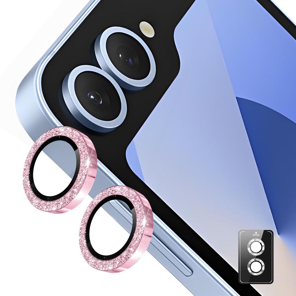 For Samsung Galaxy Z Flip5 5G Camera Lens Protector ENKAY Hat-Prince Glitter Decor Tempered Glass Lens Film