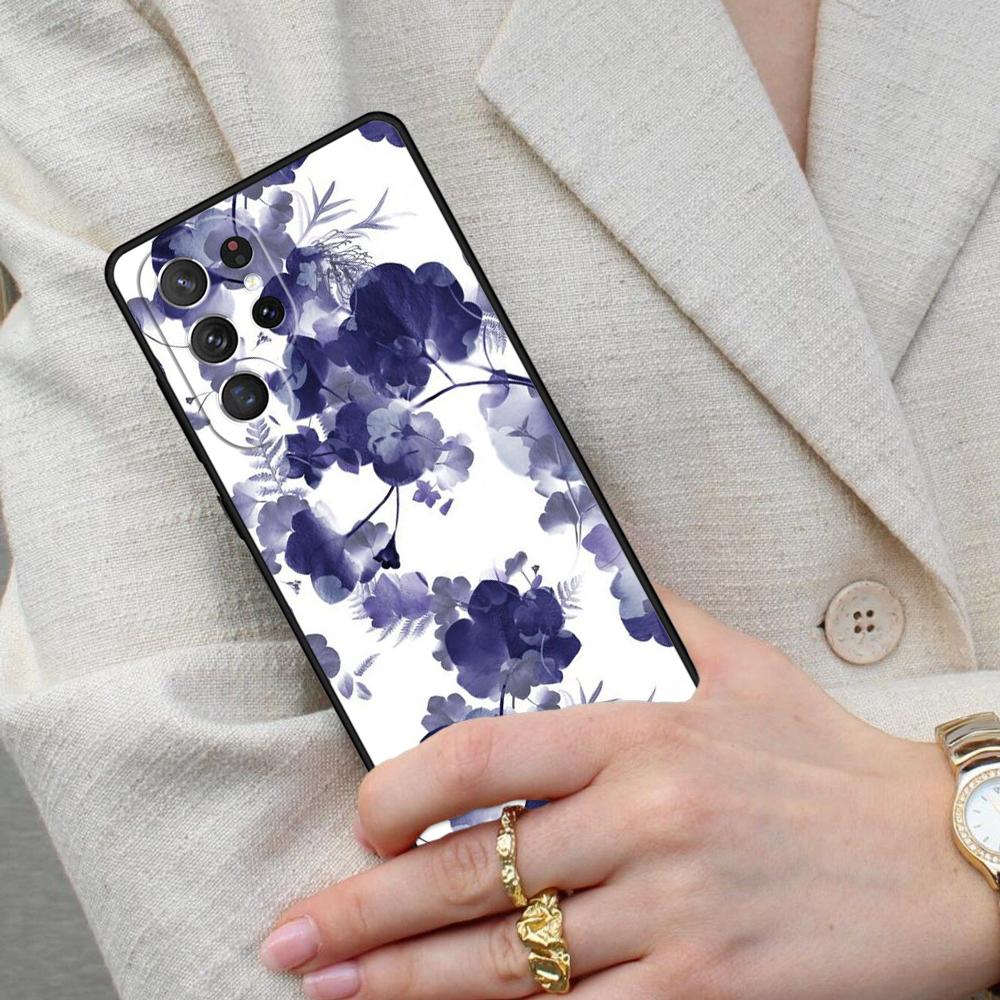 Romantic Pink Teal Watercolor Chic Floral Cell Phone Case for Samsung Galaxy S26 Ultra S25 S24 S23 S22 S21 S20 Note10 Cover